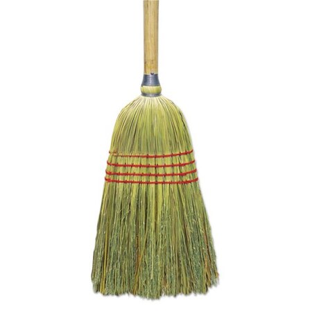 Pinpoint Upright Corn & Fiber Broom with Lacquered Wood Handle - Natural - 6 Per Carton PI3479046